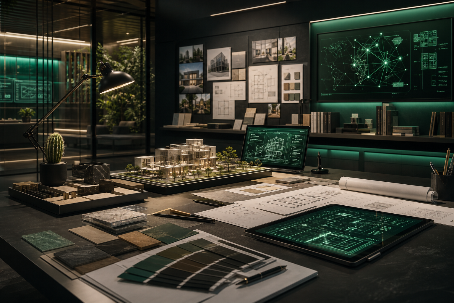 Visual su approccio multidisciplinare tra materiali, progettazione e strumenti digitali con un cactus discreto